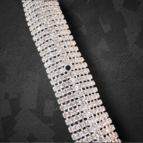 NEW Silvertone Metallic Serpent Snake CZ Crystal Encrusted Choker Necklace - Picture 12 of 16